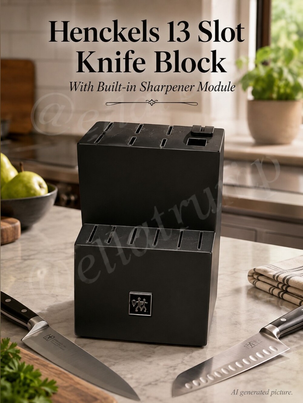 Henckels 13 Slot Knife Block with Built-in Sharpener Module